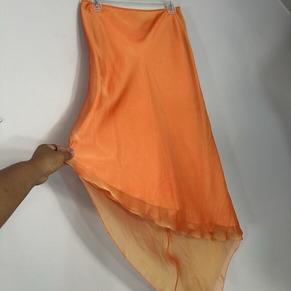 David Meister Y2K Orange Dress Vintage Skirt Set Formal Beaded Asymmetric - Picture 4 of 14